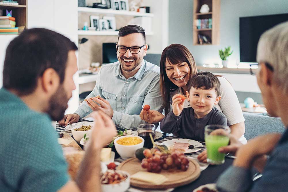 Family enjoying dinner